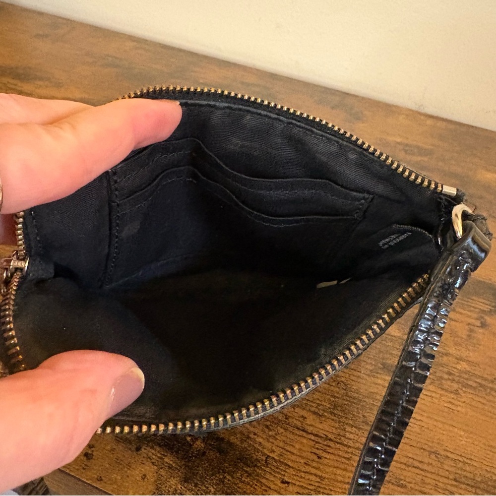 Coach | Corner Zip Wristlet Debossed Leather, Black - Picture 9 of 13